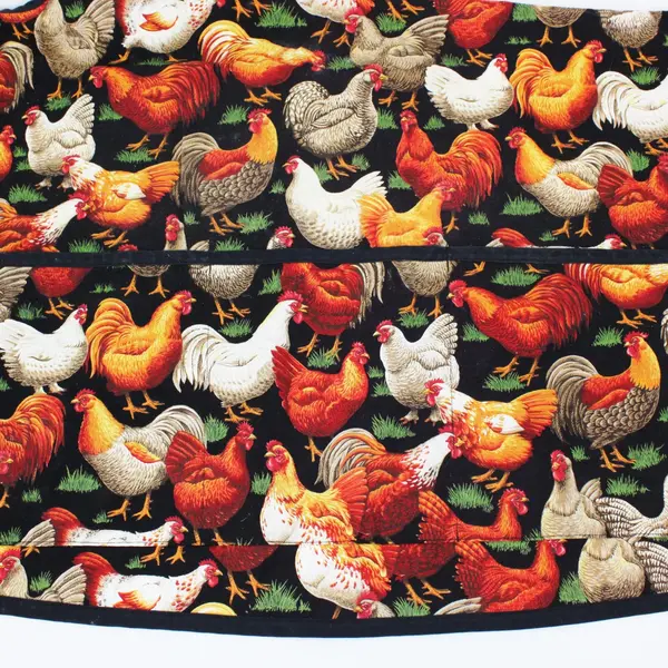 Handmade Chicken Print Apron Button Closure One Size Cooking Baking