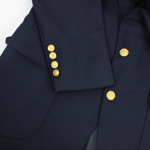 London Fog Men's Navy Blue Blazer Gold-Tone Buttons Size 40L FLAWED