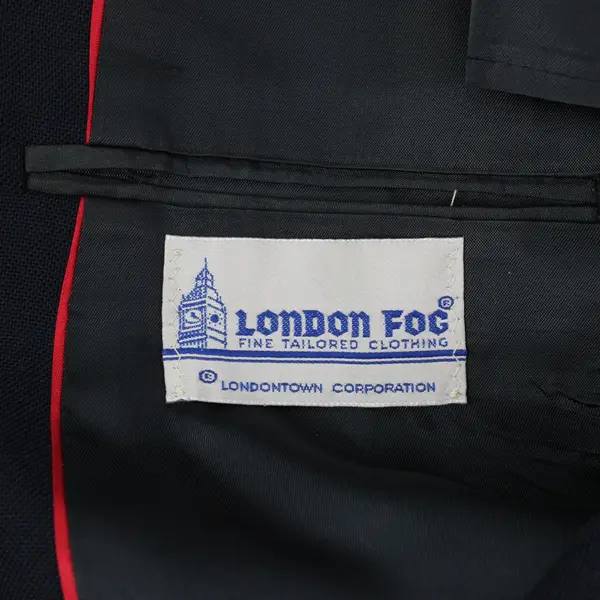 London Fog Men's Navy Blue Blazer Gold-Tone Buttons Size 40L FLAWED