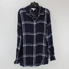 Old Navy Women's XL Tall Blue Plaid Button-Up Long Sleeve Shirt
