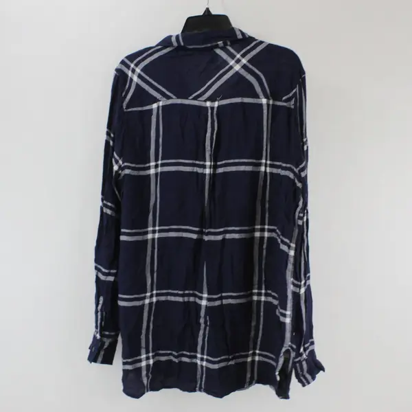 Old Navy Women's XL Tall Blue Plaid Button-Up Long Sleeve Shirt