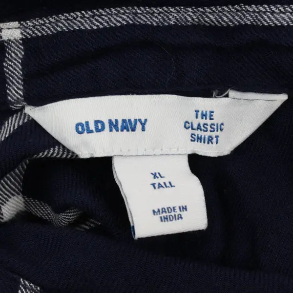 Old Navy Women's XL Tall Blue Plaid Button-Up Long Sleeve Shirt