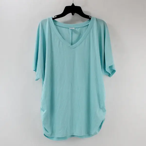 Wiholl Women's Sky Blue V-Neck T-Shirt XXL