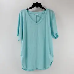 Wiholl Women's Sky Blue V-Neck T-Shirt XXL