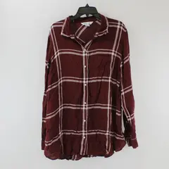 Old Navy Women's XL Tall Burgundy Plaid Button-Up Flannel Shirt