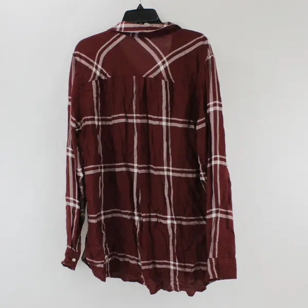 Old Navy Women's XL Tall Burgundy Plaid Button-Up Flannel Shirt