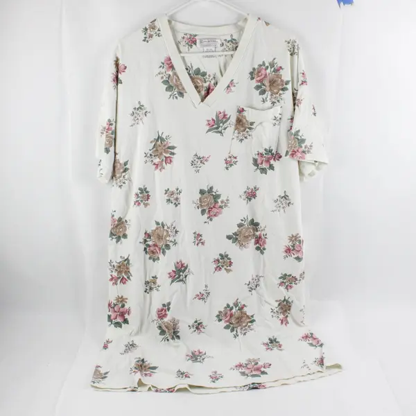 Nordstrom Lingerie Floral Cotton Nightgown Off-White One Size Sleepwear