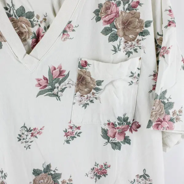 Nordstrom Lingerie Floral Cotton Nightgown Off-White One Size Sleepwear