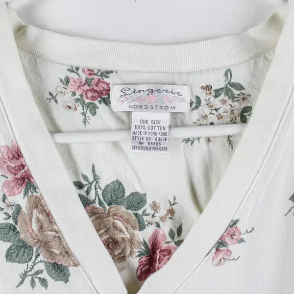 Nordstrom Lingerie Floral Cotton Nightgown Off-White One Size Sleepwear