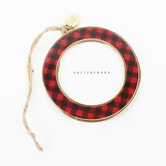 Pottery Barn 2021 Buffalo Plaid Enamel Photo Frame Christmas Ornament 3.5"