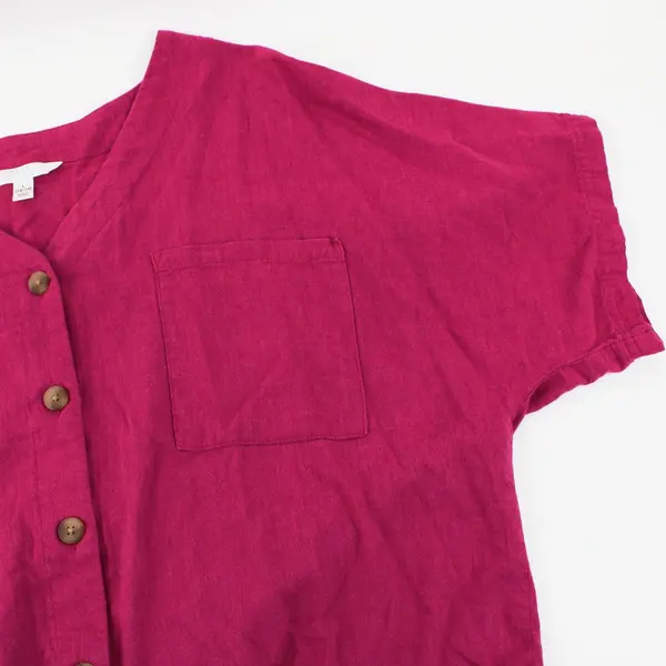 Time And Tru Women's Large Magenta Pink Button Front Top
