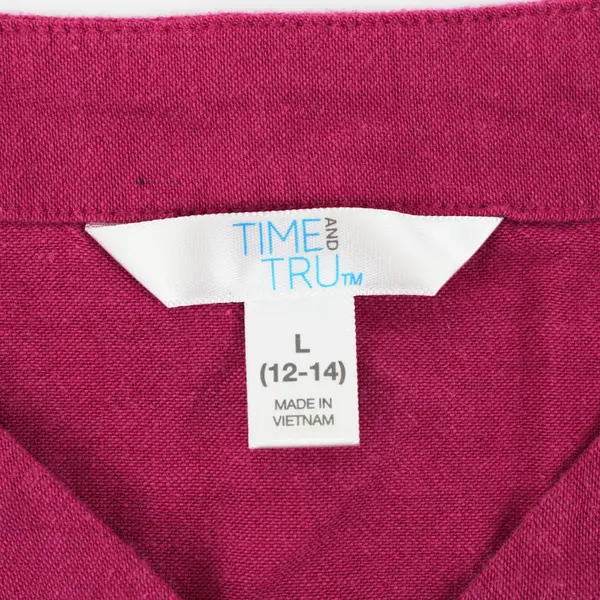 Time And Tru Women's Large Magenta Pink Button Front Top