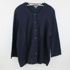 Eddie Bauer Women's XL Navy Blue Cotton Blend Button Front Cardigan