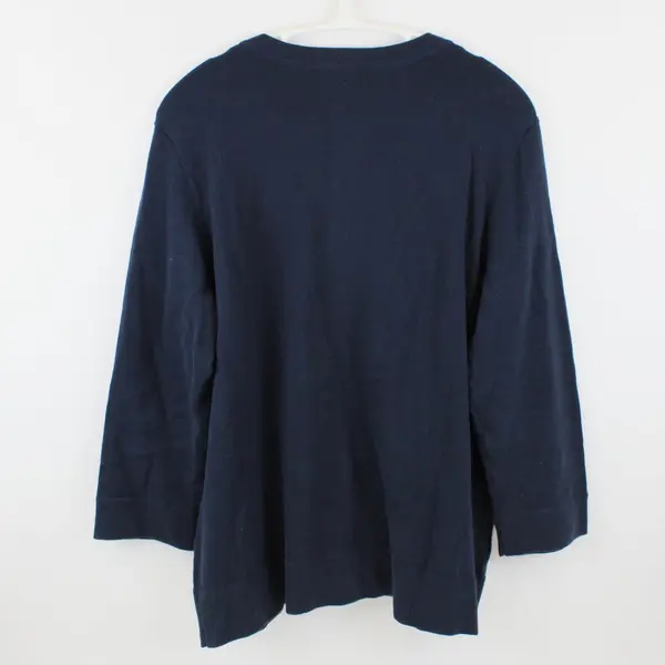 Eddie Bauer Women's XL Navy Blue Cotton Blend Button Front Cardigan