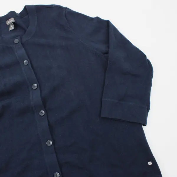 Eddie Bauer Women's XL Navy Blue Cotton Blend Button Front Cardigan