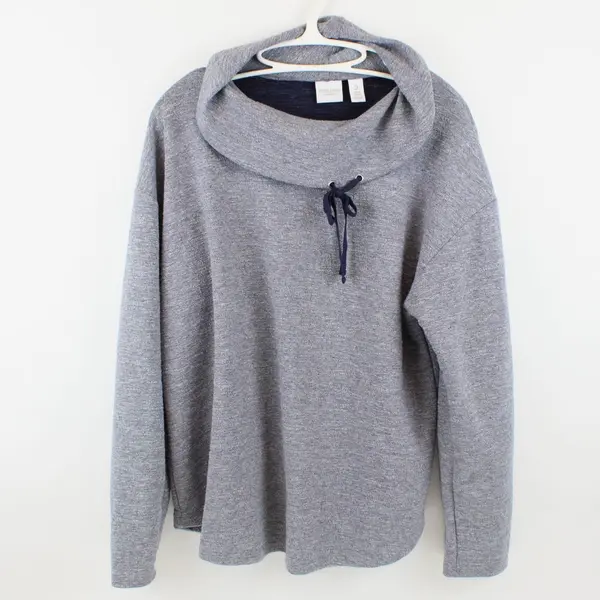 Weekends by Chico's Women's Gray Blue Cowl Neck Pullover Sweater Size 2