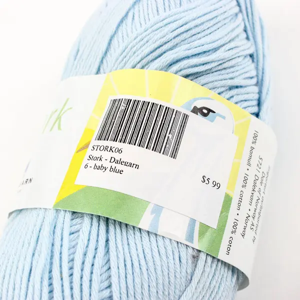 Stork Dalegarn Baby Blue 100% Cotton Yarn Lot of 4
