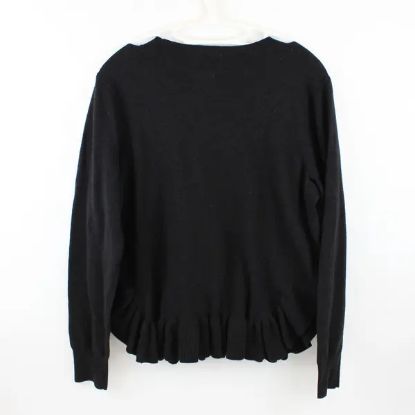 H&M Conscious Women's Large Black Knit Ruffle Hem Sweater