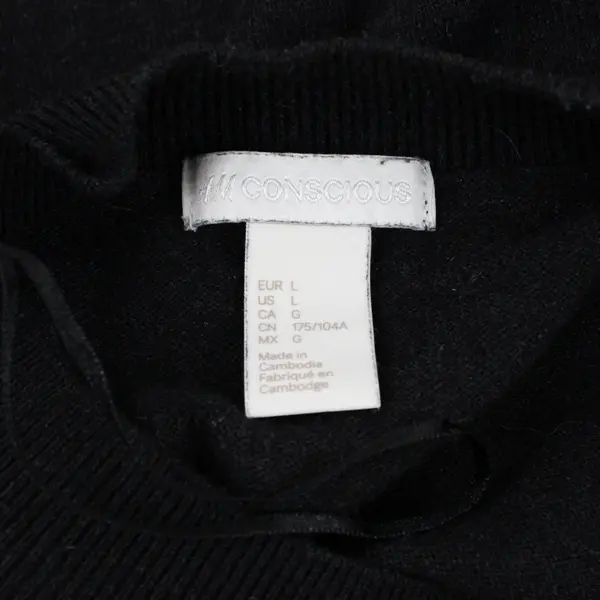 H&M Conscious Women's Large Black Knit Ruffle Hem Sweater