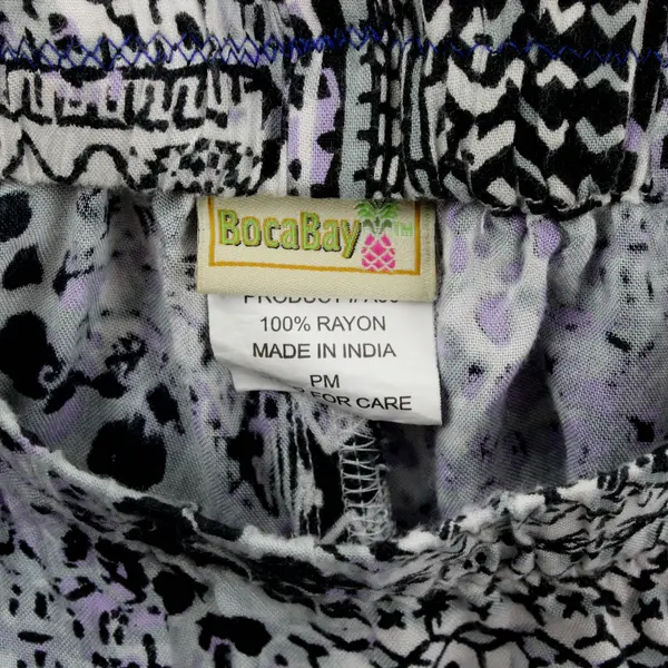 Boca Bay Women's Petite Medium Black Gray Purple Pattern Pants