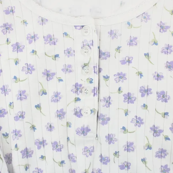 Cabin Creek Women's 2X Purple Floral White Cotton Blend Top