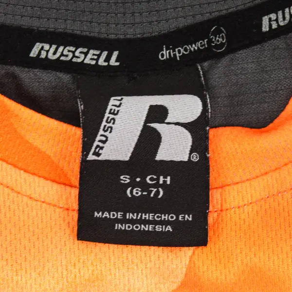 Russell Athletic Boys Dri-Power 360 Long Sleeve Shirt Orange Camo S 6-7