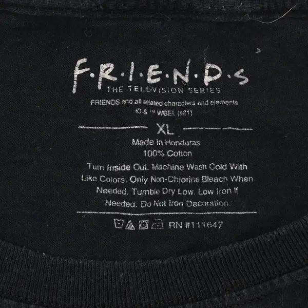 F.R.I.E.N.D.S Men's XL Black Cotton Graphic T-Shirt