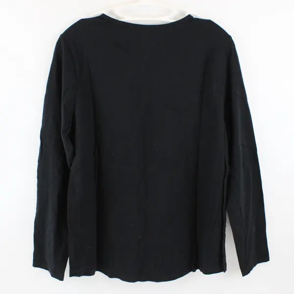 Holiday Time Women's XL 16-18 Black Long Sleeve Merry Christmas Graphic T-Shirt