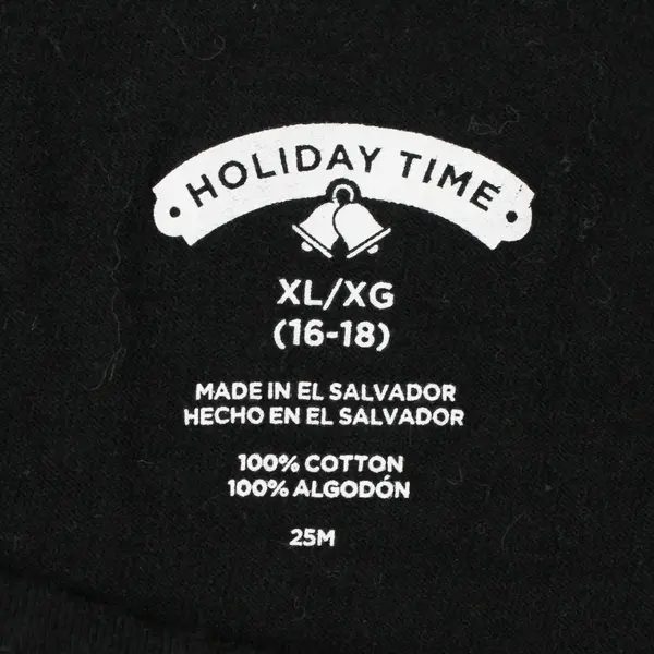 Holiday Time Women's XL 16-18 Black Long Sleeve Merry Christmas Graphic T-Shirt