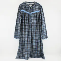 Celestial Dreams Women's Fleece Nightgown Blue Gray Plaid XL 16-18