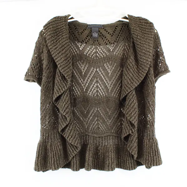 Grace Elements Women's XL Dark Green Openwork Knit Shrug
