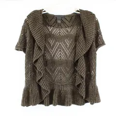 Grace Elements Women's XL Dark Green Openwork Knit Shrug