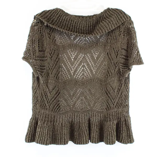 Grace Elements Women's XL Dark Green Openwork Knit Shrug