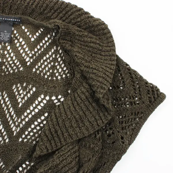 Grace Elements Women's XL Dark Green Openwork Knit Shrug