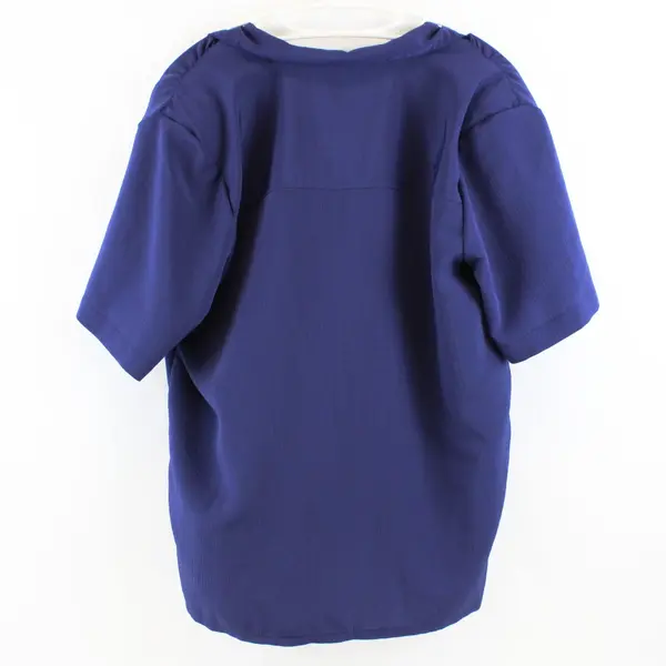 Donnkenny Women's Large Navy Blue Short Sleeve Button Front Blouse