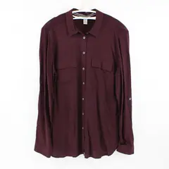 G.H. Bass Women's Medium Dark Burgundy Long Sleeve Button-Up Shirt