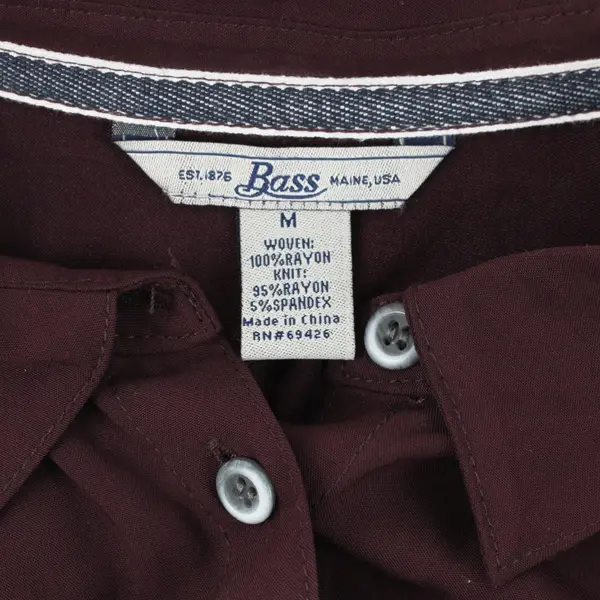 G.H. Bass Women's Medium Dark Burgundy Long Sleeve Button-Up Shirt
