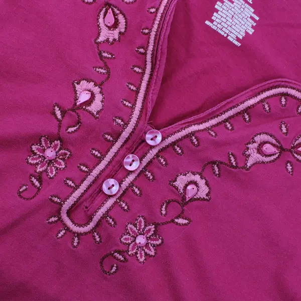 St. John's Bay Women's XL Magenta Pink Embroidered 3/4 Sleeve Top
