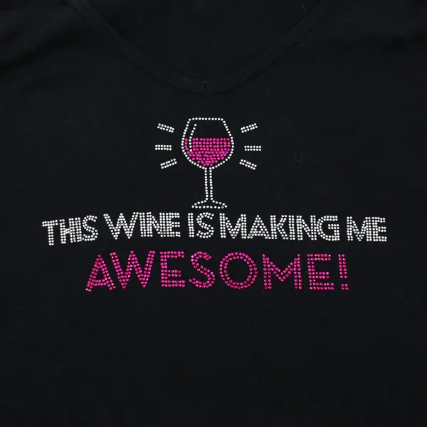 Chris's Stuff Women's Large Bedazzled Wine Humor Top
