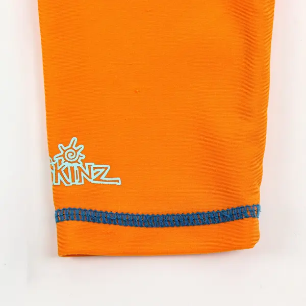 UV Skinz Boys Long Sleeve Rash Guard Size 7 Orange Blue Shark Print