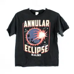 Port & Company Printed "Annular Eclipse 2023" Black T-Shirt Men's Size L