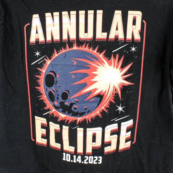 Port & Company Printed "Annular Eclipse 2023" Black T-Shirt Men's Size L