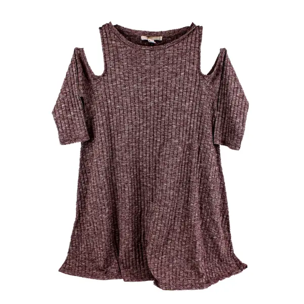 Forever 21 Women's XL Burgundy Marled Knit Cold Shoulder Top