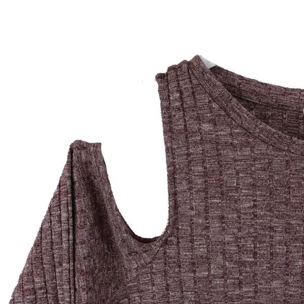 Forever 21 Women's XL Burgundy Marled Knit Cold Shoulder Top