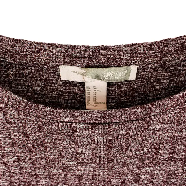 Forever 21 Women's XL Burgundy Marled Knit Cold Shoulder Top