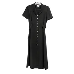 D.W. Studio Women's Vintage Black Button-Front Maxi Dress Size 14
