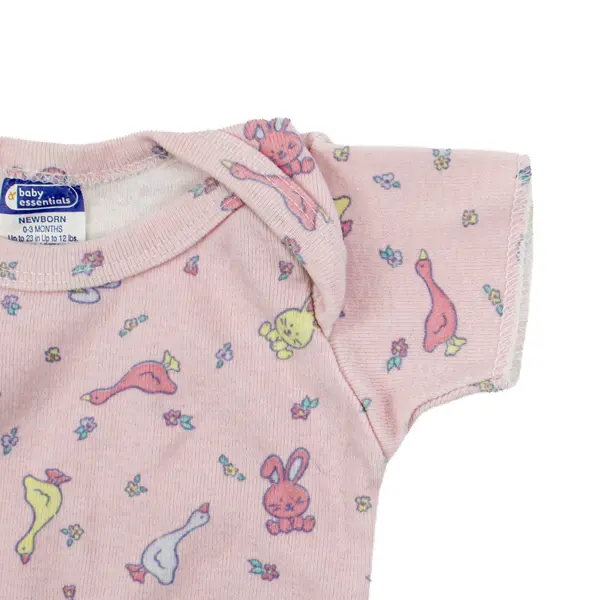 Baby Essentials Girls Pink Animal Pattern One-Piece Outfit 0-3M