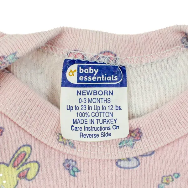 Baby Essentials Girls Pink Animal Pattern One-Piece Outfit 0-3M