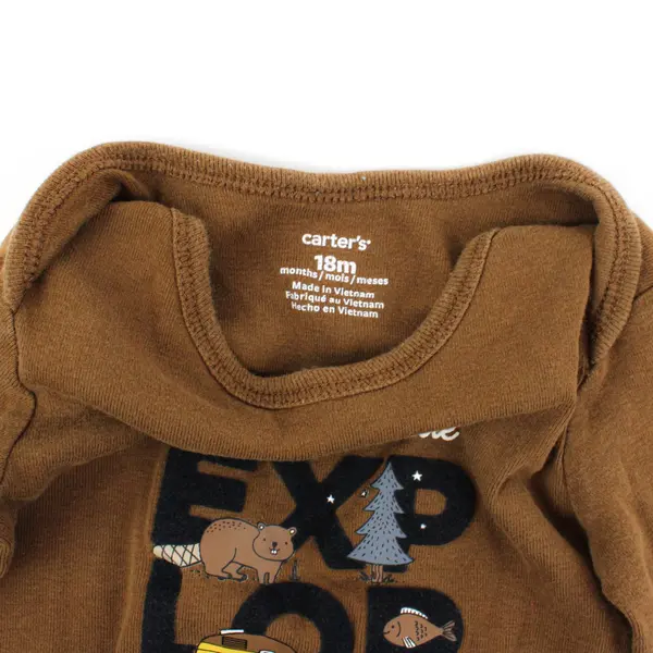 Lot of 2 Carter's Cloud Island Long Sleeve Bodysuits Brown Orange 18M
