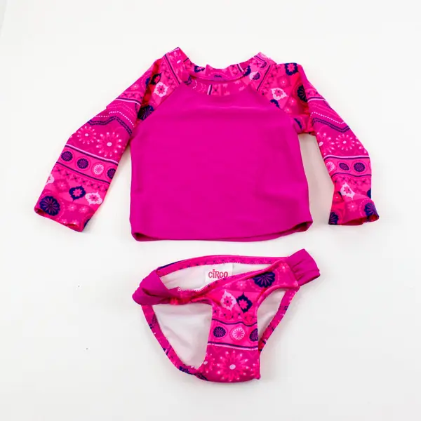 Circo Baby Girls 2-Piece Swimsuit Magenta Pink Floral Size 9 Months